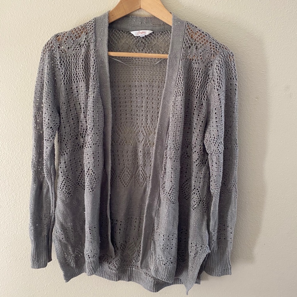 Grey Crocheted Cardigan